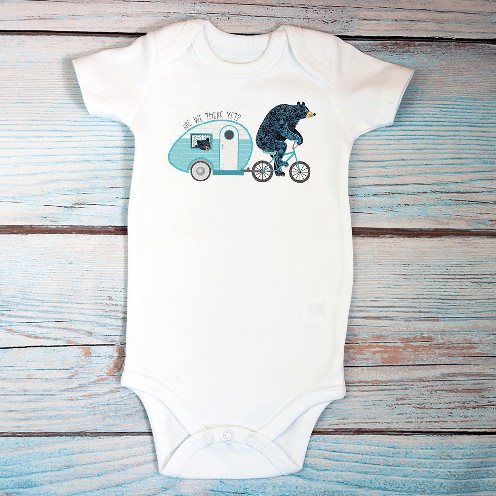 are we there yet? bear camper onesie