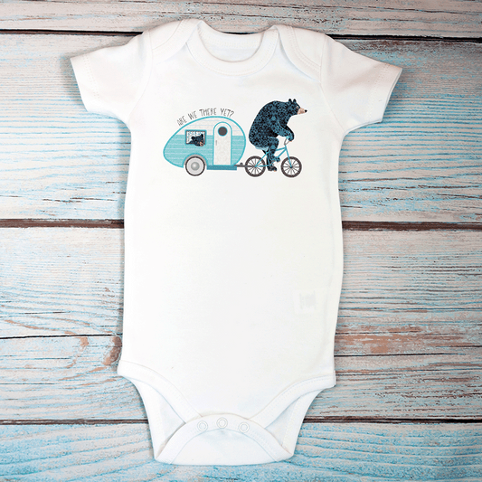 are we there yet? bear camper onesie