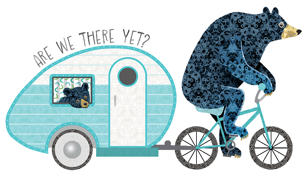 are we there yet? bear camper sticker