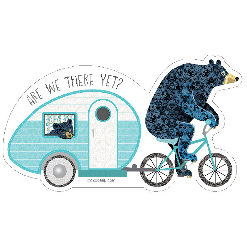 Biker Bear with Camper "Are we there yet?"