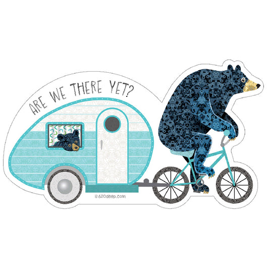 Biker Bear with Camper "Are we there yet?"