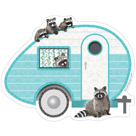 Camper Raccoon Sticker