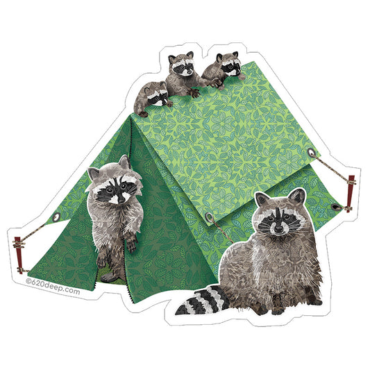 Furry Family Tent Camping Raccoons
